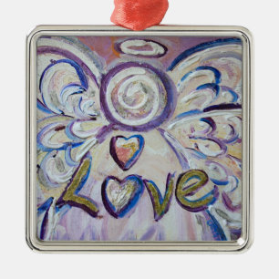 Kärlek Angel Ord Art Gift Helgdag Ornaments Julgransprydnad Metall