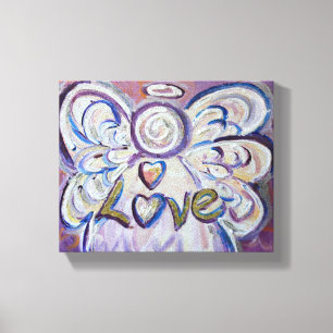Kärlek Angel Ord Art Painting Wrapped Canvas