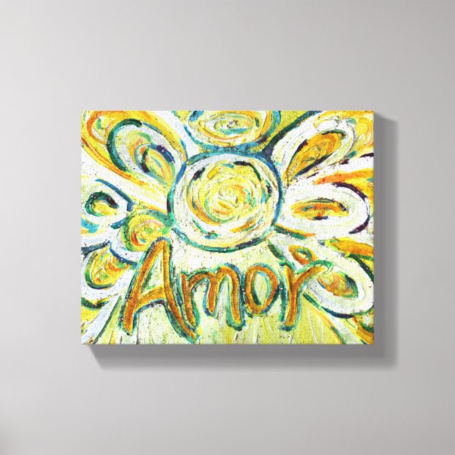 Kärlek Angel Ord Art Painting Wrapped Canvas (Framsida)