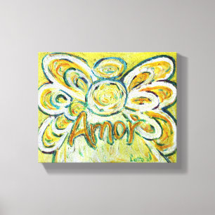 Kärlek Angel Ord Art Painting Wrapped Canvas
