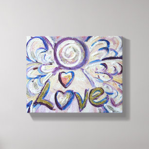 Kärlek Angel Ord Art Painting Wrapped Canvas