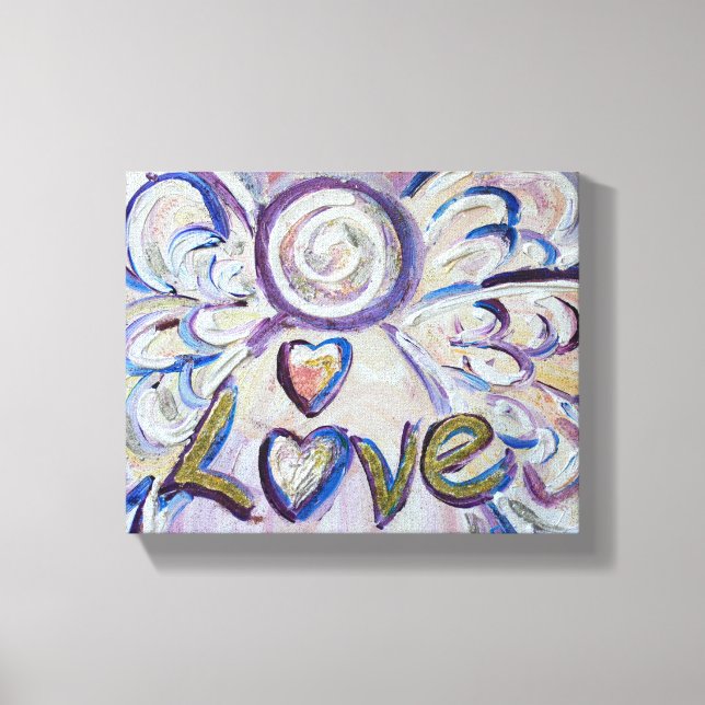 Kärlek Angel Ord Art Painting Wrapped Canvas (Framsida)