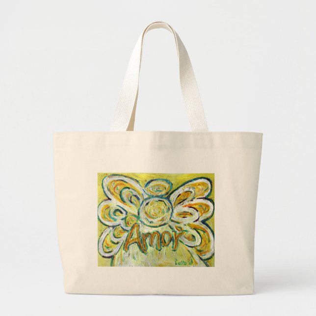 Kärlek Angel Ord Art Tote Bag Jumbo Tygkasse (Framsidan)