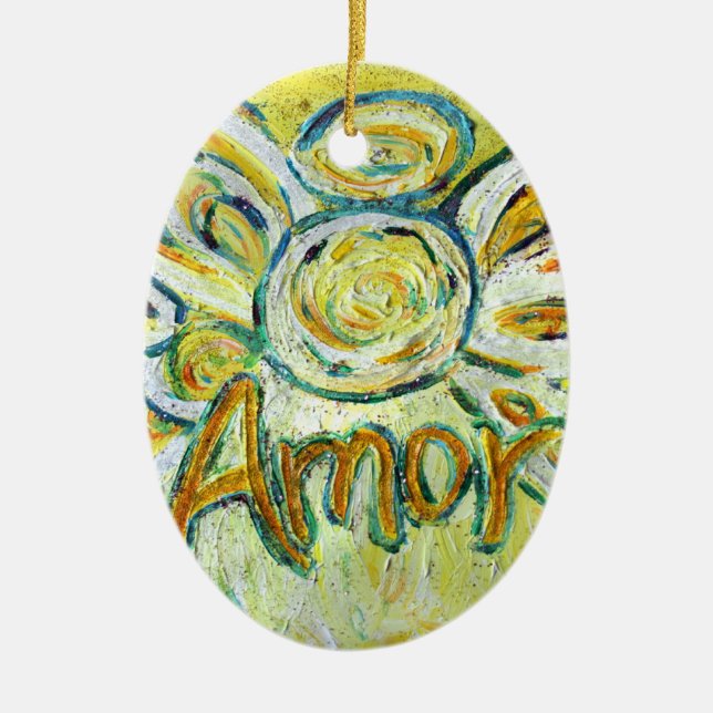 Kärlek Angel Ord (spanska Kärlek) Helgdag Ornament (Framsidan)