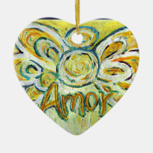 Kärlek Angel Ord (spanska Kärlek) Helgdag Ornament