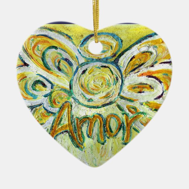 Kärlek Angel Ord (spanska Kärlek) Helgdag Ornament (Framsidan)