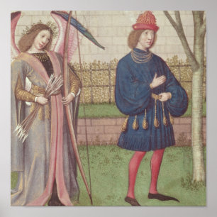 Kärlek ängel vid trädgården i älskare poster