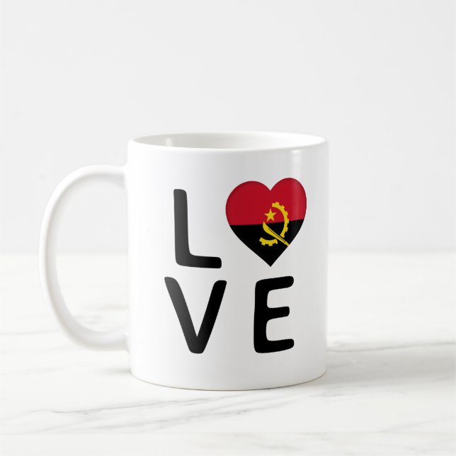 Kärlek - Angola Flagga Kaffemugg (Vänster)