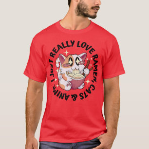 Kärlek Anime, Cats & Ramen - Japansk Girl Moe Otak T Shirt
