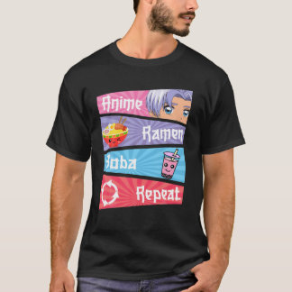 Kärlek Anime Ramen Boba Repeat Kawaii Japanska Ani T Shirt