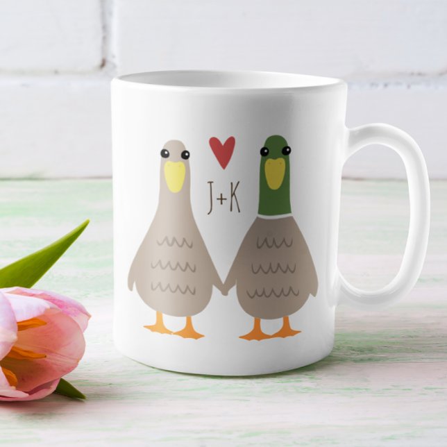 Kärlek Ankor Anpassningsbar Initialer Alla hjärtan Kaffemugg (Skapare uppladdad)