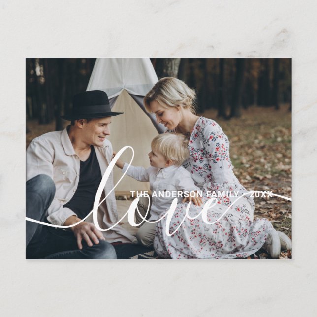 'Kärlek' Anpassad familjefoto med anpassat namn Vykort (Framsida)
