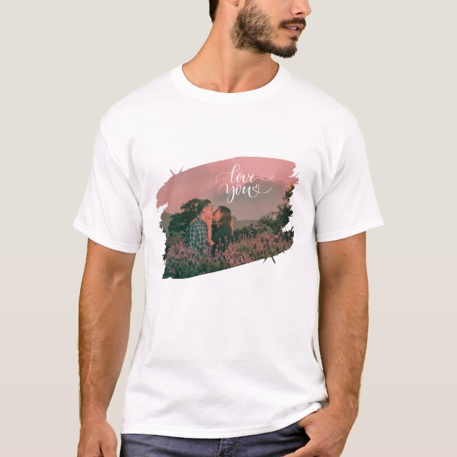 Kärlek Anpassningsbar foto för valentindagen par T Shirt (Framsida)