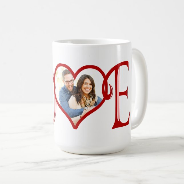 KÄRLEK anpassningsbar Heart-foto Kaffemugg (Framsida höger)