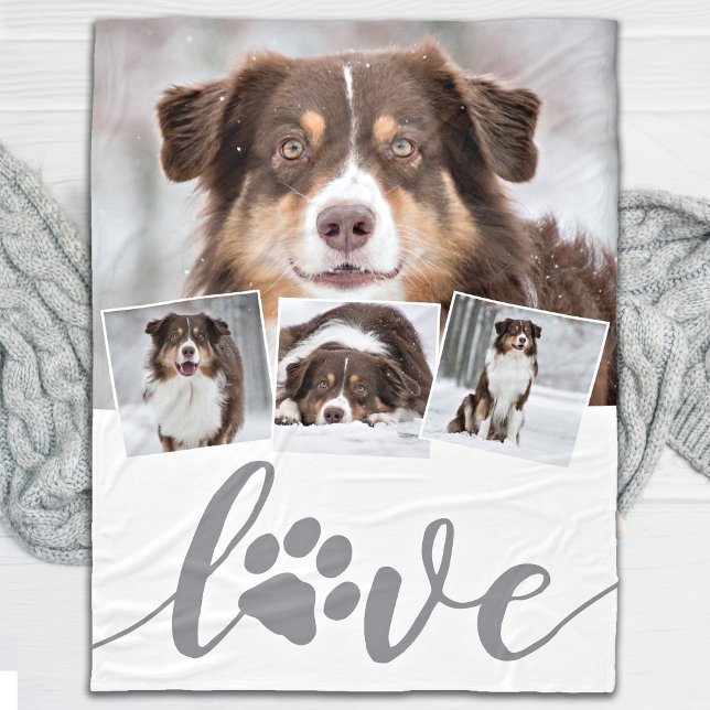 Kärlek Anpassningsbar Hund Photo Collage Fleecefilt (Skapare uppladdad)