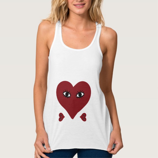 Kärlek Ansikte Heart-Tanktopet Linne Med Racerback (Framsida)