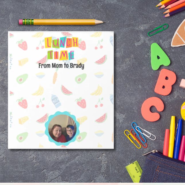 kärlek-anteckning för fotomatlåda med personlig anteckningsblock (Photo Personalized Back To School Lunchbox Love note )