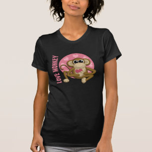 Kärlek apa - Cute Monkey med Rosa Hearts T-Shirt