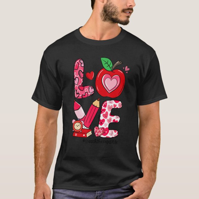 KÄRLEK Apple Heart Tal Therapist Life Valentine T Shirt (Framsida)