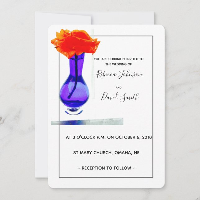 Kärlek apricot ro modern bröllopsinbjudan inbjudningar (Framsida)