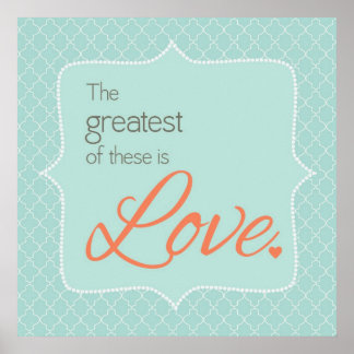 Kärlek aqua och coral wall art poster