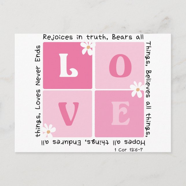 Kärlek är.. 1 Cor 13:6-7 Vykort (Framsida)