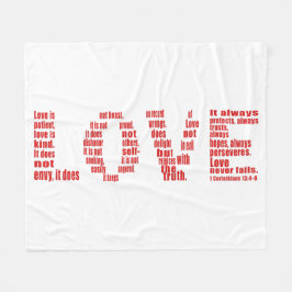Kärlek är 1 Corinthians 13:4-8 Bible verse Fleecefilt