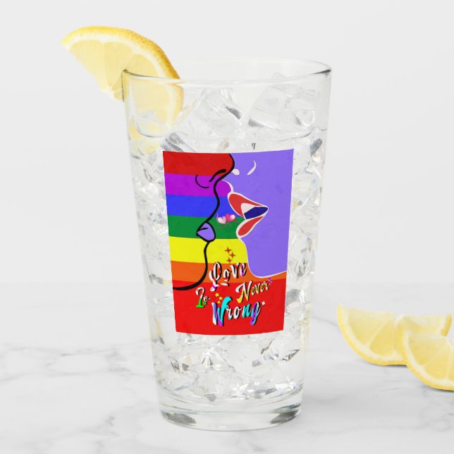 Kärlek är aldrig fel pride glaskopp (Framsida Ice)
