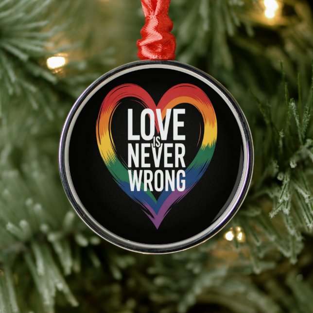 Kärlek är aldrig fel Pride Month LGBT Julgransprydnad Metall (Träd)