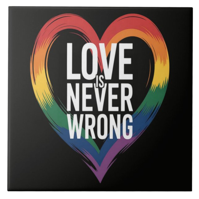 Kärlek är aldrig fel Pride Month LGBT Kakelplatta (Framsidan)