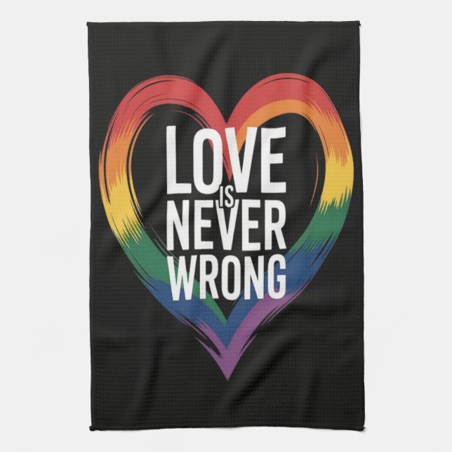 Kärlek är aldrig fel Pride Month LGBT Kökshandduk (Vertikal)