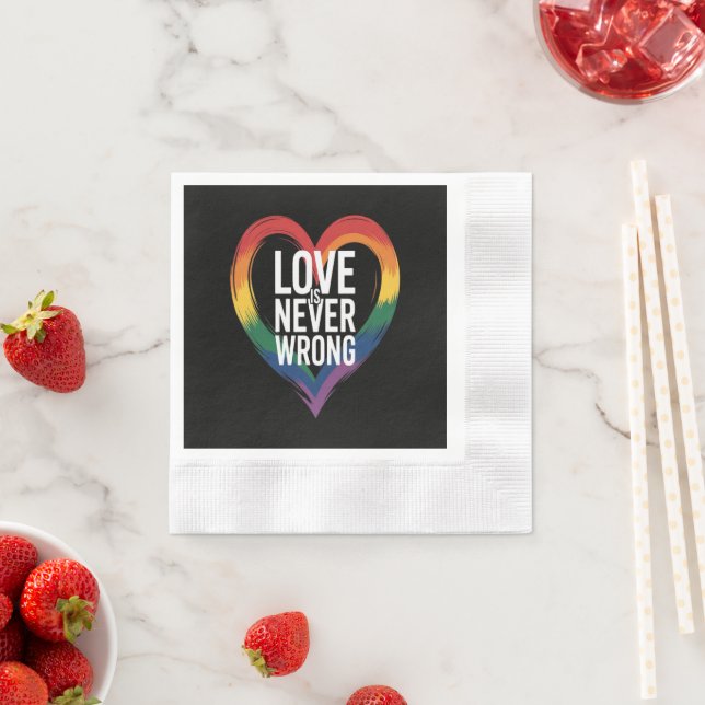 Kärlek är aldrig fel Pride Month LGBT Pappersservett (Insitu)