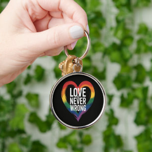 Kärlek är aldrig fel Pride Month LGBT Rund Silverfärgad Nyckelring