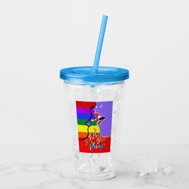 Kärlek är aldrig fel pride take away mugg (Baksida Ice)