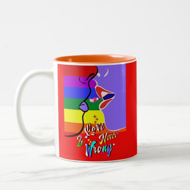 Kärlek är aldrig fel pride Två-Tonad mugg (Vänster)