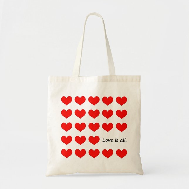 Kärlek är All Heart Mönster Tote Bag Tygkasse (Framsidan)