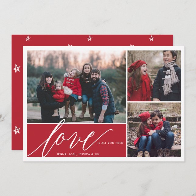KÄRLEK är allt du behöver för julfotkortet Helgdag Julkort (Fram/baksida)