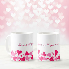 Kärlek är allt du behöver Hjärtgräns Kaffe Mugg