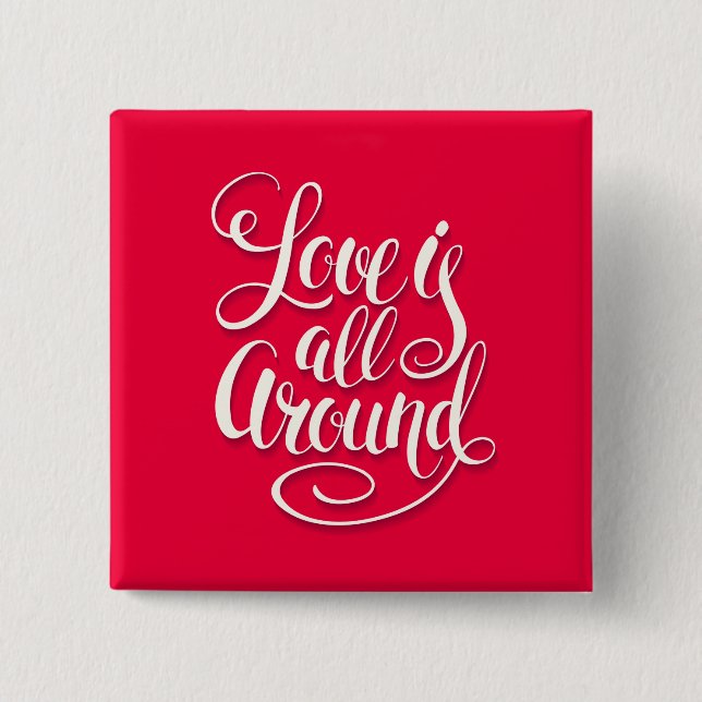 Kärlek är allt runt Rosa för skriptbokstäver Knapp (Framsida)