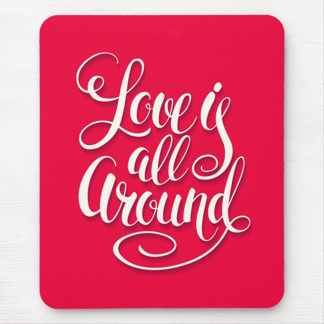 Kärlek är allt runt Rosa för skriptbokstäver Musmatta (Framsidan)