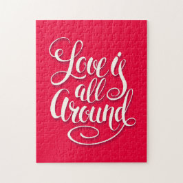 Kärlek är allt runt Rosa för skriptbokstäver Pussel