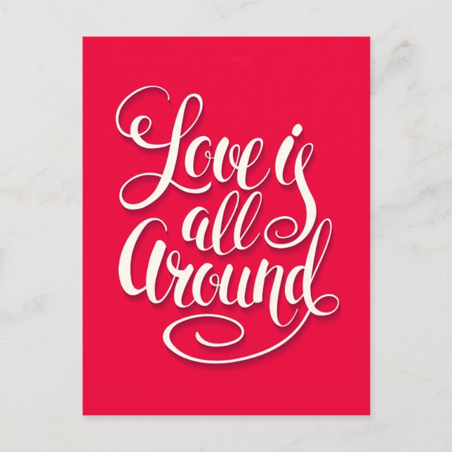 Kärlek är allt runt Rosa för skriptbokstäver Vykort (Framsida)