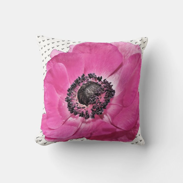 Kärlek är allt vi behöver Rosa Poppy Blommigt djär Kudde (Framsida)