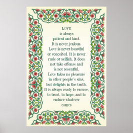 Kärlek är alltid tålmodigt och vänligt. Det är ald Poster