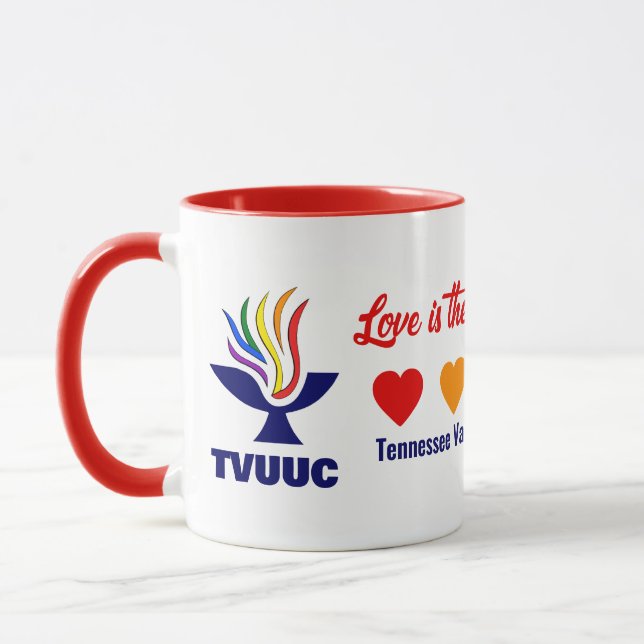 Kärlek är andan - regnbåge Hearts Mugg (Vänster)
