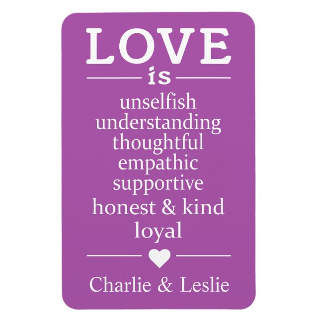 Kärlek är ... användarnamn och färg-magnet magnet (Vertikal)