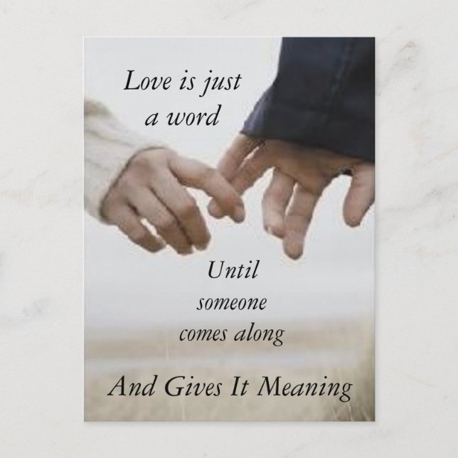Kärlek är bara ett ord meddelande vykort (Framsida)