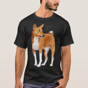 Kärlek är basenji Hund Pappa Mamma Puppy Cute Pet  T Shirt