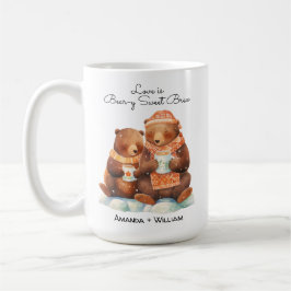 Kärlek är Bear-y Sweet Tecknad Cuddle Kaffemugg