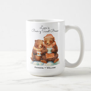 Kärlek är Bear-y Sweet Tecknad Cuddle Kaffemugg